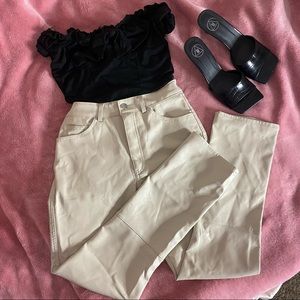 H&M FAUX LEATHER MOM JEANS